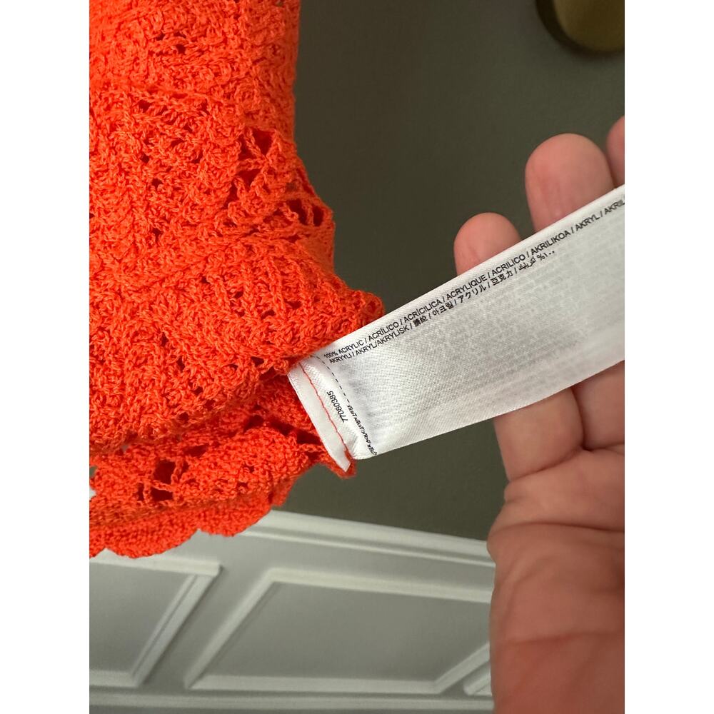 Mango Orange Crochet Cropped Sleeveless Top Size Medium NWT - Picture 5 of 5